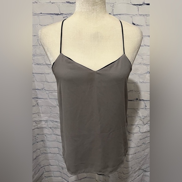 Express Tops - Express Barcelona Reversible Cami Black Gray V-Neck Racerback Tank Top small